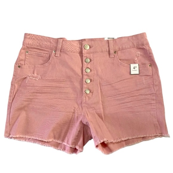 Time and Tru Pants - Time and Tru Plus Size Distressed Denim Shorts — Dusty Pink, High Rise, Size 16